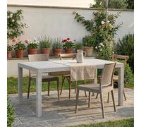 Dmora - Tavolo da Esterno Giove, Tavolo Rettangolare da Giardino, Tavolo da Giardino Multiuso Effetto Rattan, 100% Made in Italy, 150x90h74 cm, Bianco