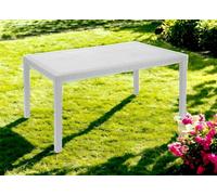 Dmora Esterno Imola, Ripiano Fisso Rettangolare, Tavolo da Giardino Multiuso Effetto Rattan, 100% Made in Italy, 138x78h72 cm, Bianco, Polipropilene, 138x78x72 cm