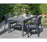 Dmora Tavolo da Esterno Lappano 90x160x74h cm Nero Antracite 6 Posti Resistente ai Raggi uv Versatile, Tavolo Tavolo da Esterno Fisso