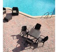 Dmora Tavolo da Esterno Marte, Ripiano Quadrato Fisso, Tavolo da Giardino Multiuso Effetto Rattan, 100% Made in Italy, 80x80h74 cm, Marrone