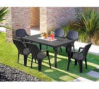 Dmora - Tavolo da Esterno Mercurio, Ripiano Rettangolare, Tavolo allungabile da Giardino o da Bar, 100% Made in Italy, 160-220x90h74 cm, Antracite