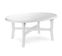 Dmora - Tavolo da Esterno Piacenza, Tavolo Ovale da Pranzo, Tavolo Fisso da Giardino Multiuso, 100% Made in Italy, Cm 165x110h72, Bianco