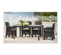 DMORA - Tavolo Da Esterno Portici, Tavolo Rettangolare Da Pranzo, Tavolo Da Giardino Multiuso Effetto Rattan, 100% Made In Italy, 150x90h72 Cm, Antrac