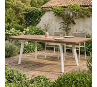 Dmora Tavolo da Esterno Senago 100.5x162x76.5h cm Bianco 10 Posti Meccanismo Estensione Allunga Centrale, Resistente ai Raggi uv