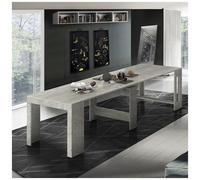 DMORA - Tavolo Da Pranzo Moderno, Made In Italy, Consolle Allungabile Fino A 12 Posti, Con Portallunghe, Cm 51x90h77 (Fino A 300 Cm) Colore Cemento