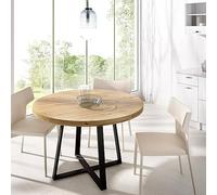Dmora -Tavolo fisso Carone, Tavolo da pranzo multiuso, Tavolo rotondo da cucina o sala da pranzo, 120x120h75 cm, Rovere Nodi