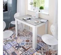 Dmora - Tavolo fisso Lowell, Ripiano per sala pranzo, Tavolo consolle moderno per salotto o cucina, 109x67x78 cm, Bianco e Cemento
