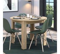 Dmora Tavolo Fisso Sakochi 107x107x77h cm Marrone Rovere Nodi 4 Posti Forma Rotondo, Materiale Piano in Legno Nobilitato