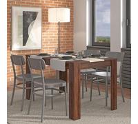 Dmora Tavolo Fisso Sakoki 135x81x75h cm Marrone Noce 6 Posti Forma Rettangolare, Colore Ripiano Marrone