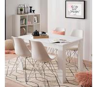 Dmora Tavolo Fisso Sakomi 120x80x75h cm Bianco 6 Posti Forma Rettangolare, Materiale Piano in Legno Nobilitato