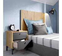 Dmora - Testiera letto Colombine con comodino, 99x3h61 cm, Rovere e Antracite