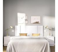 Dmora Testiera Letto Crinale 34x237 cm Bianco 2 Comodini Inclusi Piazza e Mezza, Colore Struttura Marrone