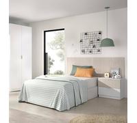 Dmora - Testiera letto Focone, Spalliera, Testata per camera da letto, Poggiatesta, 146x34 h106 cm, Bianco e Rovere