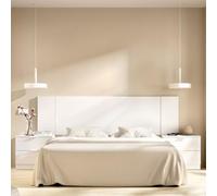 Dmora Testiera Letto Monfenera 34x251 cm Bianco 2 Comodini Inclusi Piazza e Mezza, Colore Struttura Marrone