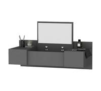 Dmora Toeletta Orviar 100x39x33h cm Nero Specchio Incluso 3 Ante, Mobile da Trucco Materiale Piano in Legno Nobilitato