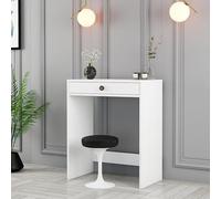 Dmora Toeletta Ralaon 70x85x40h cm Bianco Specchio Incluso un Cassetto, Mobile da Trucco Colore Struttura Nero