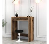 Dmora Toeletta Ralaon 70x85x40h cm Marrone Noce Specchio Incluso un Cassetto, Mobile da Trucco Materiale Piano in Legno Nobilitato
