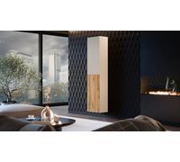 Dmora Vetrina Longano 29.8x39.9x180h cm Beige 4 Ripiani 5 Vani, Mobile Espositore Un'anta