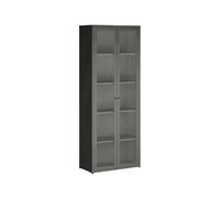 Dmora - Vetrina Mango, Credenza espositiva, Vetrinetta multiuso, Madia da soggiorno, 70x35 h180 cm, Ardesia