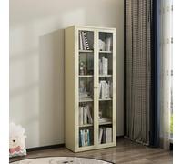 Dmora - Vetrina Mango, Credenza espositiva, Vetrinetta multiuso, Madia da soggiorno, 70x35 h180 cm, Panna