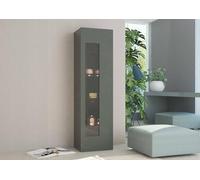 Dmora Vetrina Mimmo, Credenza con Anta a Vetro, Mobile da Soggiorno Multiuso, 100% Made in Italy, cm 45x34h162, Antracite Lucido