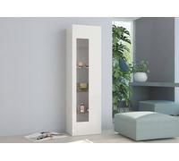 Dmora Vetrina Mimmo, Credenza con Anta a Vetro, Mobile da Soggiorno Multiuso, 100% Made in Italy, cm 45x34h162, Bianco Lucido