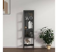 Dmora - Vetrina Prugna, Credenza espositiva, Vetrinetta multiuso, Madia da soggiorno, 42x35 h160 cm, Ardesia