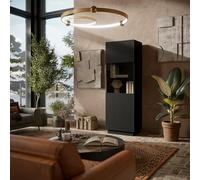 Dmora Vetrina Vado 40x59.5x178h cm Nero 4 Ripiani Un'anta, Mobile Espositore 5 Vani