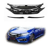 DMORJ Griglia Griglia Anteriore per Honda per Civic 10th Gen 2016-2018 Si Hatchback Tipo R Modelli 2019-2021 Nero Auto Paraurti Superiore Cappuccio Maglia Griglia