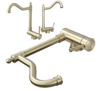 DMOZMSY Rubinetto Cucina Abbattibile Stile Antico Dorato Miscelatore Cucina Abbattibile Oro Retro Rubinetto Lavello Pieghevole Sottofinestra