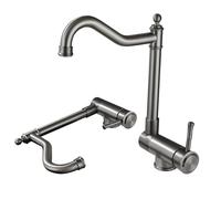 DMOZMSY Stile Antico Rubinetto Lavello Cucina Pieghevole Grigio Flessibile Rubinetto Miscelatore Cucina Sottofinestra Abbattibile
