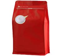 DMPACKDM Sacchetti di caffè con valvola (226,8 g, 0,9 kg, 50 pezzi) rosso ad alta barriera in alluminio con fondo piatto, sigillati a caldo, sacchetti richiudibili con cerniera laterale, per casa o