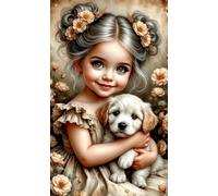 DMQBT 1500 Pezzi ，Colorful Fun Puzzle ，Poster ，Gifts ，Cute Girlss And Dog Art Painting ，Immagine Artistica Adulti ，Giocattoli Per La Memoria E La Cognizione Degli Anziani - Ns53Zk