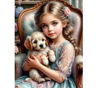 DMQBT 1500 Pezzi ，Colorful Fun Puzzle ，Poster ，Gifts ，Cute Girlss And Dog Art Painting ，Immagine Artistica Adulti ，Giocattoli Per La Memoria E La Cognizione Degli Anziani - Ns48Zk