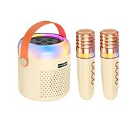 dmqdu Piccola macchina per karaoke, macchina per karaoke, altoparlante wireless portatile giocattolo per karaoke giocattolo con 2 microfoni wireless per adulti e familiari
