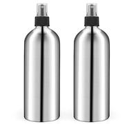 DMuuuDM Confezione da 2 flaconi spray in alluminio da 500 ml, vuoti, in metallo, con pompa a pressione e coperchi, bottiglie spray per profumi, cosmetici, contenitori da viaggio