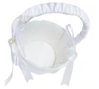 Dmuzsoih 20×13cm Cestini Da Sposa Per Ragazze Di Fiori, Cestino Di Fiori In Raso Bianco, Cestini Da Sposa, Cestino Cestino Porta Petali, Cestino Di In Raso, Matrimonio Ragazza Cesto