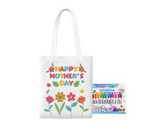 Dmuzsoih Borsa tote in tela per dipingere, sacchetti per caramelle da colorare, festa della mamma, arte educativa, artigianato con penne a vernice, attività di apprendimento per bambini dai 3 anni in