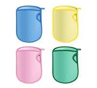 Dmuzsoih Guanti per Doccia, 4 Guanti Esfolianti per Doccia, Morbidi e Riutilizzabili con Asciugatura Rapida per Massaggio Delicato Pelle Sensibile Ideali per Bambini e Viaggi