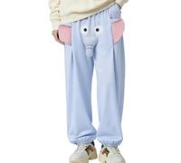 Dmuzsoih Pantaloni da notte divertenti, traspiranti, con motivo elefante, per il relax in camera da letto, feste, viaggi, viaggi d'affari, hotel, dormitorio e, Blu, M