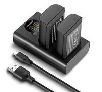 DMW BLK22 Batteria di Ricambio e Caricatori Set 2 Pack 2400 mAh e Caricatore USB