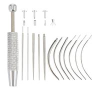 DMwespe Strumento per piercing a sfera e 12 orecchini con retro piatto in acciaio inox, aghi dritti e curvi, 14 G, 16 G, 18 G, 20 G, perno di inserimento senza filettatura, per orecchio, naso, labbro