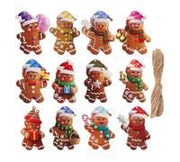 DMWLZHO 12/24 Pezzi di Ornamenti a Forma di omino di Pan di Zenzero - Ciondoli in Legno for Albero di Natale, Decorazioni Natalizie 2026 for casa, Feste e Regali Fai da Te for Bambini(24pcs)