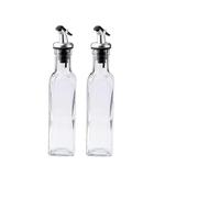 DMWLZHO Bottiglia for olio in vetro con imbuto in silicone - 500 ml, for olio d'oliva, aceto e salse(2X250ml Bottles)