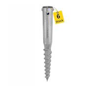 DMX - Set da 6 supporti per pali rotondi Ø 68 mm - Ancoraggio a terra da avvitare - Base a vite - Inserti per avvitamento nel terreno - Supporto per pali - Ancoraggio a terra - Picchetto - Inserto per