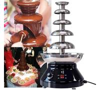 DMXQJK Macchina for Fontana di Cioccolato, capacità 3000 ml, fonduta a Cascata di Cioccolato Fai-da-Te a 5 Livelli, Regolazione della Temperatura 30-110 ° Commerciale(Black)