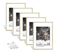 Dmyifan - Set di 5 Cornici per Foto in Legno DIN A4, Cornici con Plexiglass, per Posizionare e Appendere Foto, Ritratti | Cornice per Foto