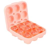 DMZK 9 Pezzi Stampo Ghiaccio Silicone,Cubetti di Ghiaccio Rose Riutilizzabili Formine con Coperchio, Impilabile Senza BPA Contenitore per Ghiaccio per Cocktail, Whisky, Bevande, Caffè, Bambini,Rosa