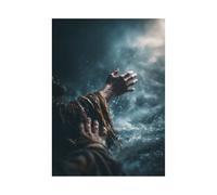 DMZPKZB Arte murale di Gesù Cristo Gesù salva Dipinti classici, decorazione murale religiosa per soggiorno, camera da letto, ufficio, chiesa(blu)-50x70cm Non incorniciato