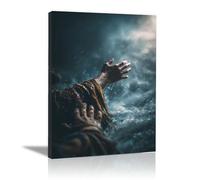 DMZPKZB Arte murale di Gesù Cristo Gesù salva Dipinti classici, decorazione murale religiosa per soggiorno, camera da letto, ufficio, chiesa(blu)-70x100cm Incorniciato